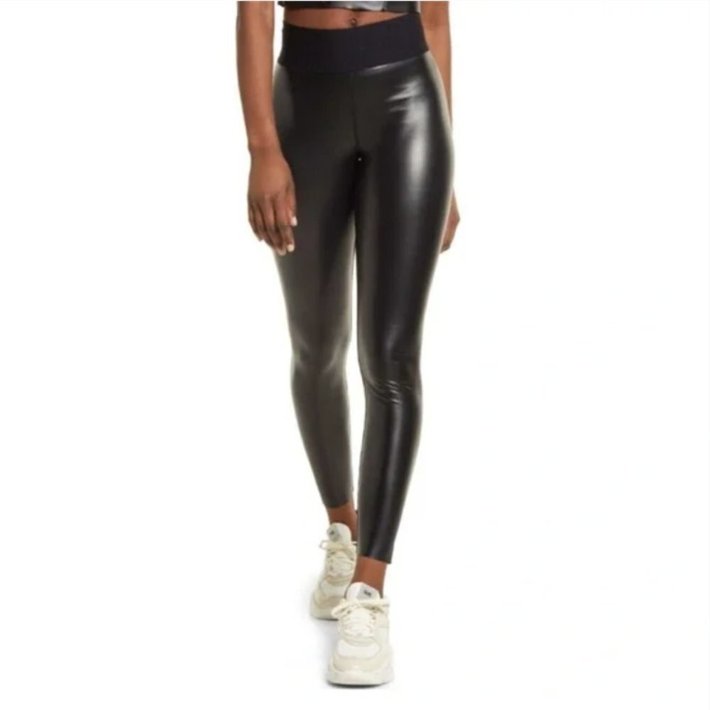 Good American rubberized Icon High Rise Faux Leggings